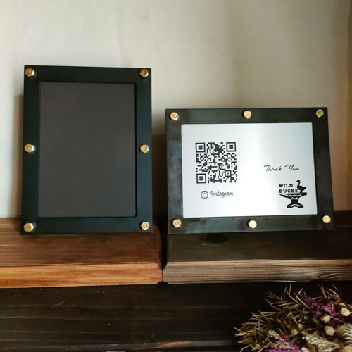 オーダーメイド アイアン QRコード スタンド】ロゴ 社名 店名