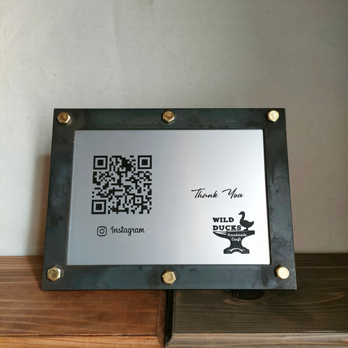オーダーメイド アイアン QRコード スタンド】ロゴ 社名 店名