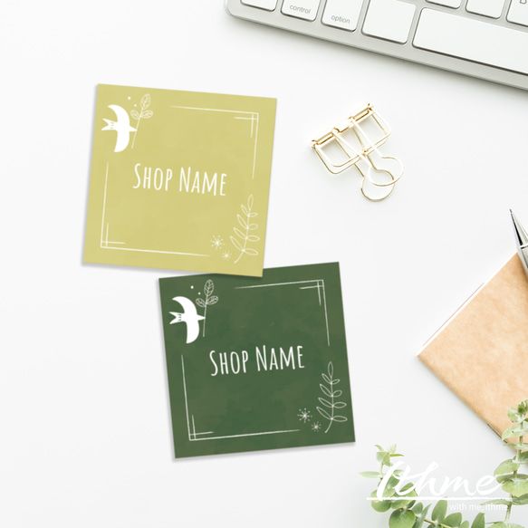 ショップ名入りシール / bird ★ 名入れ【ステッカー 100枚 北欧風 鳥 お名前 オリジナル オーダーメイド 】 6枚目の画像