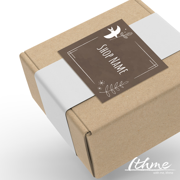 ショップ名入りシール / bird ★ 名入れ【ステッカー 100枚 北欧風 鳥 お名前 オリジナル オーダーメイド 】 7枚目の画像