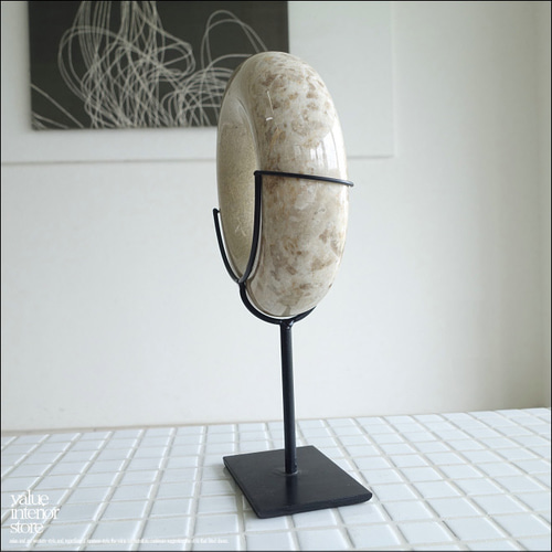 天然大理石オブジェCir マーブル 置物 装飾 天然石アート 円形オブジェ