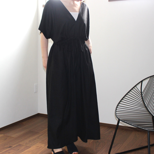 リネン100％ しっとりリネンのカシュクールワンピース ワンピース RE 