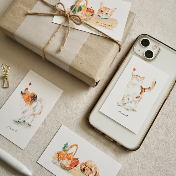 ミニカードセットーanimals ー　スマホ　インナーシート　メッセージカード　犬　猫　かわいい　動物 2枚目の画像
