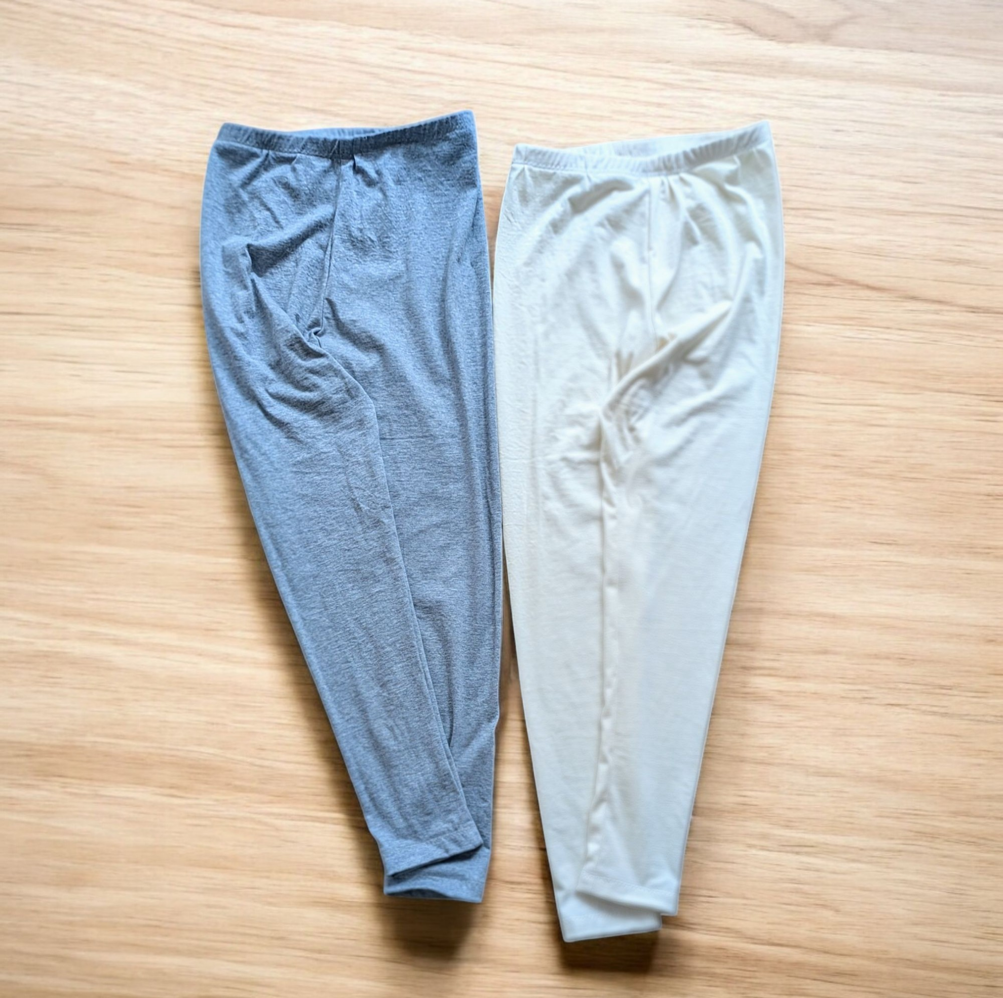 【これ1枚でもさらっとしたはきごこち】春夏秋〜オーガニックコットン【薄手】レギンス（ホワイト・グレー）
