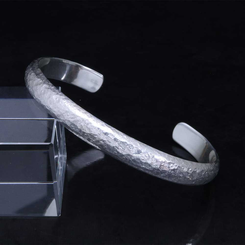 バングル メンズ : 甲丸 岩石丸 鎚目 槌目 バングル 8mm幅 シルバー シンプル S/M/L B-118