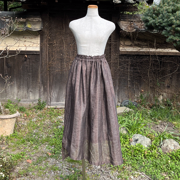 播州織柿渋染めスカート25025