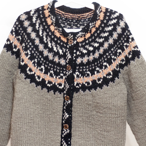 純毛手編みコート ボヘミアン風 かぎ針編みトップ ニットセーター