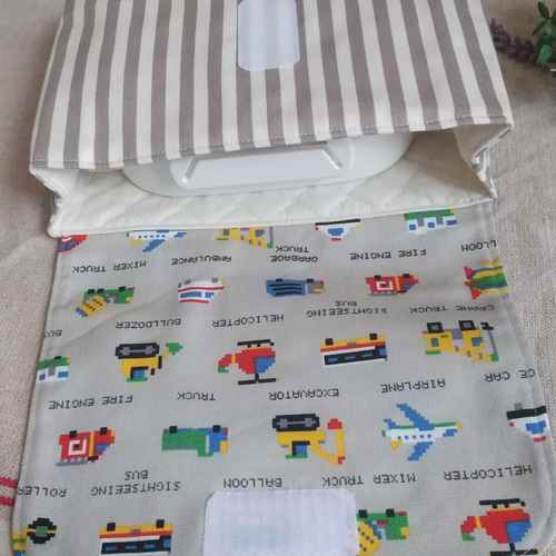 お弁当袋横入れMサイズ はたらく車*グレー 【受注制作】 給食袋 miichi