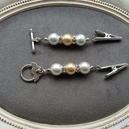 マンテルストールクリップ コットンパールのカーディガン留め コート