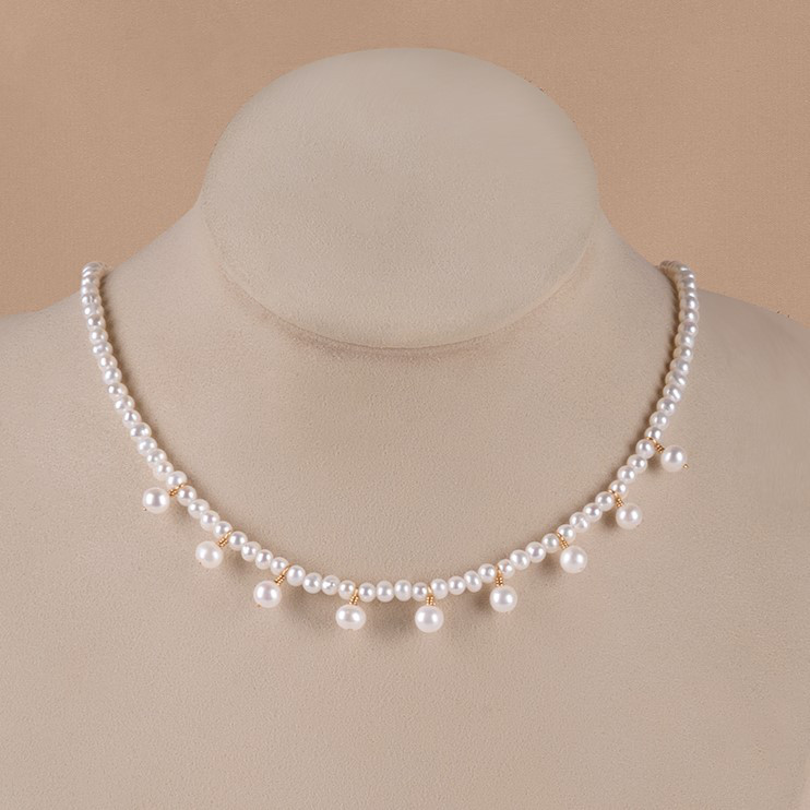 3-5mm淡水パールのネックレス　真珠　淡水真珠 淡水パール  6月誕生石 ブライダル ウェディング 結婚式