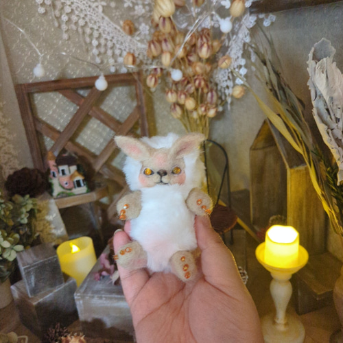 魔法の森の小さなお家 ベビー魔法幼獣 ハンドメイドアートドール 羊毛