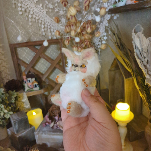 魔法の森の小さなお家 ベビー魔法幼獣 ハンドメイドアートドール 羊毛
