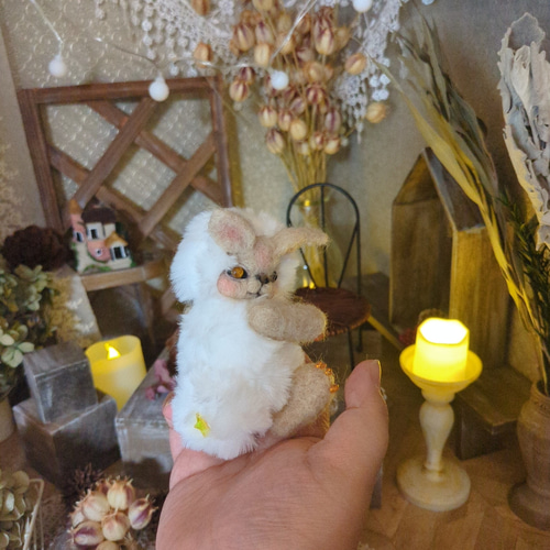 魔法の森の小さなお家 ベビー魔法幼獣 ハンドメイドアートドール 羊毛