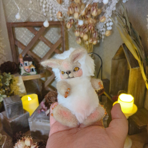 魔法の森の小さなお家 ベビー魔法幼獣 ハンドメイドアートドール 羊毛