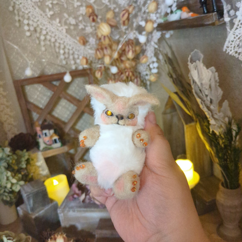 魔法の森の小さなお家 ベビー魔法幼獣 ハンドメイドアートドール 羊毛