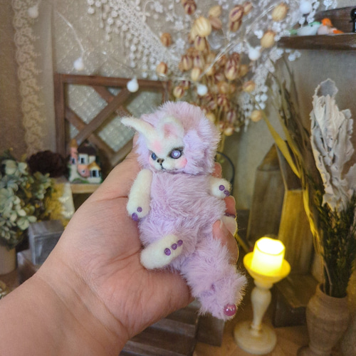 魔法の森の小さなお家 ベビー魔法幼獣 ハンドメイドアートドール 羊毛