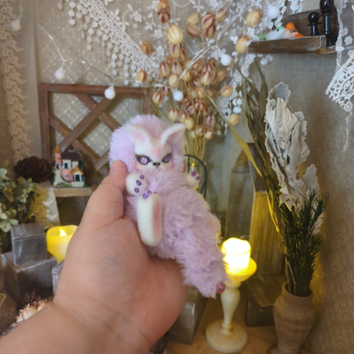 魔法の森の小さなお家 ベビー魔法幼獣 ハンドメイドアートドール 羊毛
