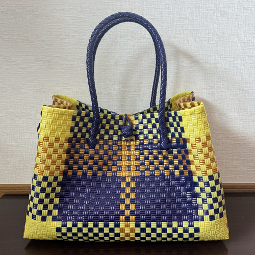 プラカゴメルカド大容量トートバッグハンドメイドパサールブルー