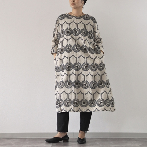 確認画像】アフリカンバティック総柄チュニックワンピースシアー透け感