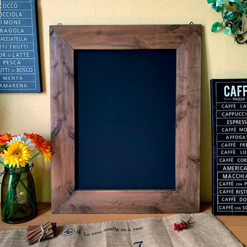 アンティーク風【木製黒板】壁掛け/walnut/カフェ/メニュー 70×55cm