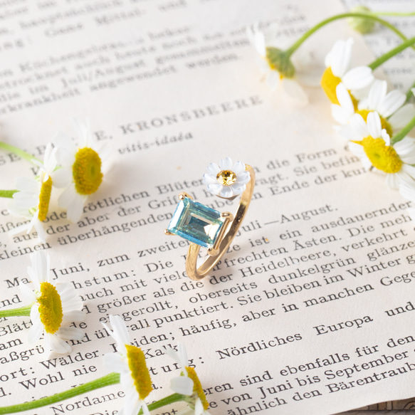 デイジー×ミントグリーン　リング　フォークリング　母の日 4枚目の画像