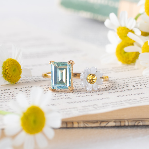 デイジー×ミントグリーン　リング　フォークリング　母の日 5枚目の画像