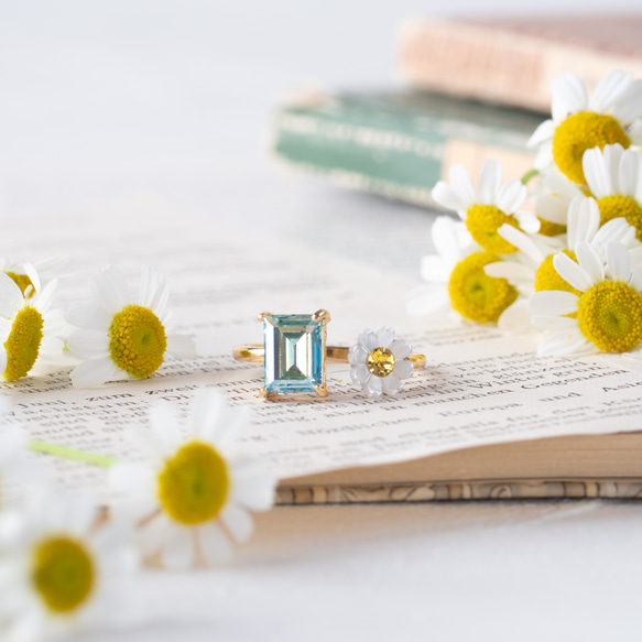 デイジー×ミントグリーン　リング　フォークリング　母の日 3枚目の画像