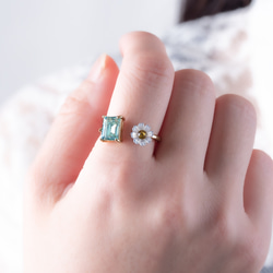 デイジー×ミントグリーン　リング　フォークリング　母の日 7枚目の画像