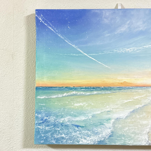 Earth【原画】さわやかな空と飛行機雲〜希望の海辺 (チョークアート