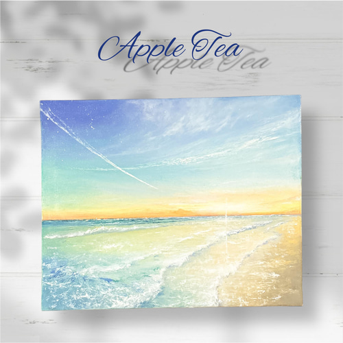 Earth【原画】さわやかな空と飛行機雲〜希望の海辺 (チョークアート