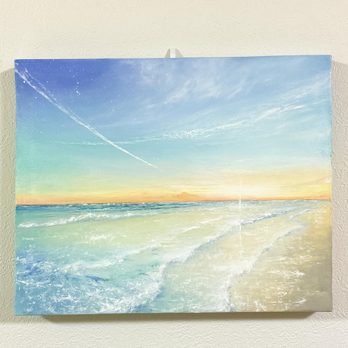 パステル画（原画）空。 パステルアート オーロラ色の空に羽ばたいて パステル画原画