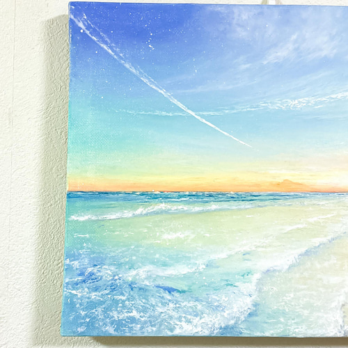 Earth【原画】さわやかな空と飛行機雲〜希望の海辺 (チョークアート