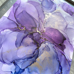 No.23 アルコールインクアート 原画 A4サイズ 絵 紫 花 絵画 森の星屑