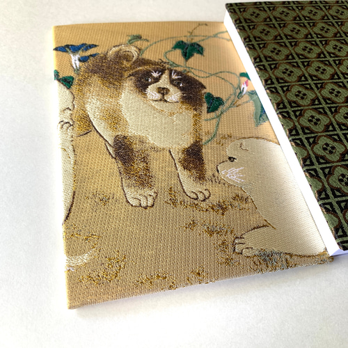 仔犬に朝顔の図　掛け軸　作家銘有　箱無し　書画、骨董品、美術品 仔犬に朝顔の図 掛け軸 作家銘有 箱無し 書画、骨董品、美術品