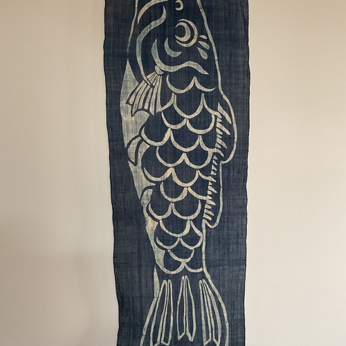 正藍染　鯉のぼり　タペストリー　2枚組　名入れあり　手染め 正藍染 鯉のぼり タペストリー 2枚組 名入れあり 手染め