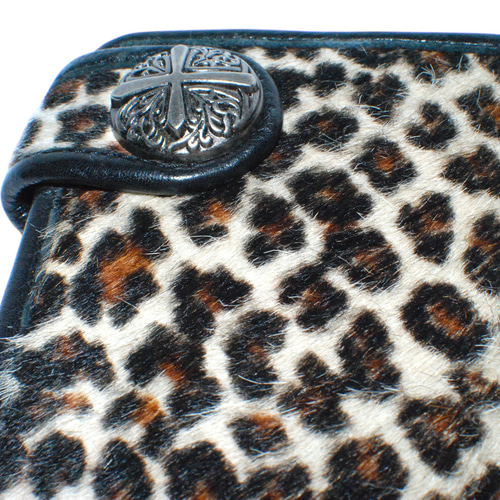 本革☆レオパード柄ハラコ財布　ブラウンヌメ革　ハラコ　長財布 leo-and-aoi_harakowallet