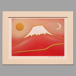 アトリエ富士吉田から金の赤富士○がんどうあつし絵画油絵F6号