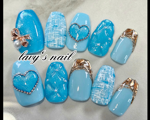 お急ぎ便B♥ ネイルチップ 水色ネイル メンカラネイル ツイード フレンチ お急ぎ便B♥ ネイルチップ 水色ネイル メンカラネイル ツイード フレンチ