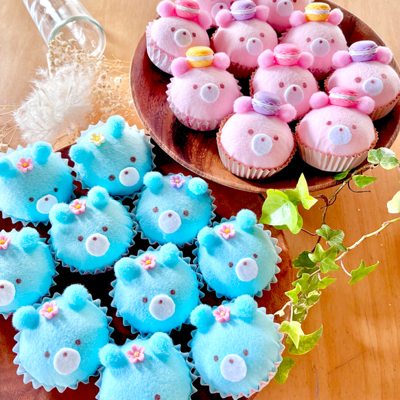 おままごと⭐︎フェルトのくまのカップケーキ パステルカラー おもちゃ