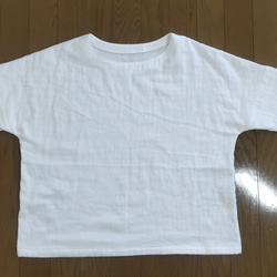 トリプルガーゼのＴシャツ　半袖～5分袖　ラウンドネック　オフホワイト 6枚目の画像