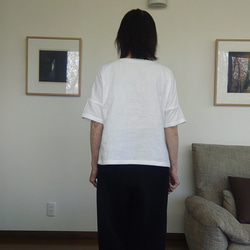 トリプルガーゼのＴシャツ　半袖～5分袖　ラウンドネック　オフホワイト 4枚目の画像