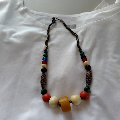 希少アフリカン・アンティーク・ビーズ・琥珀・ネックレス