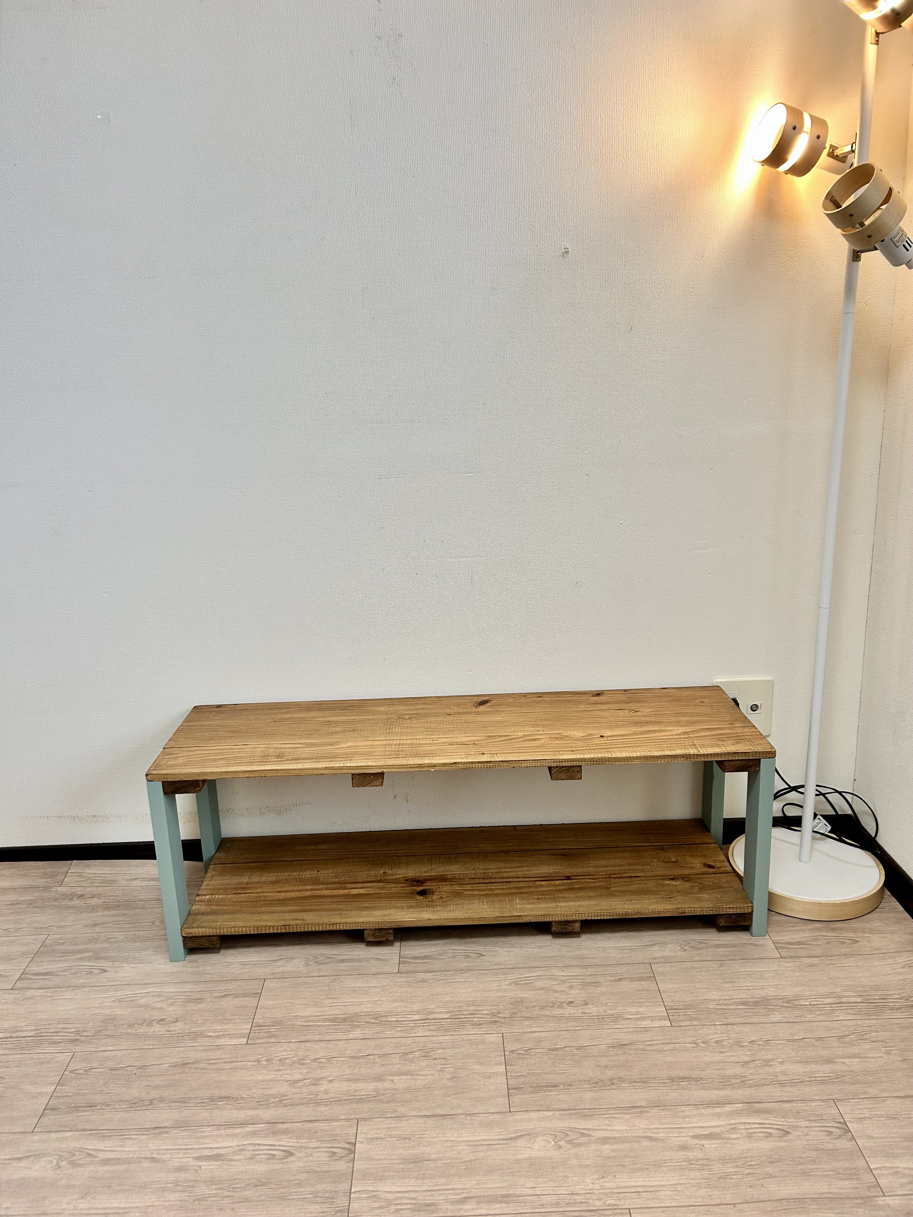 【送料込み】ウッドラック　ピスタチオグリーン　2段ラック　テレビボード　ディスプレイ棚