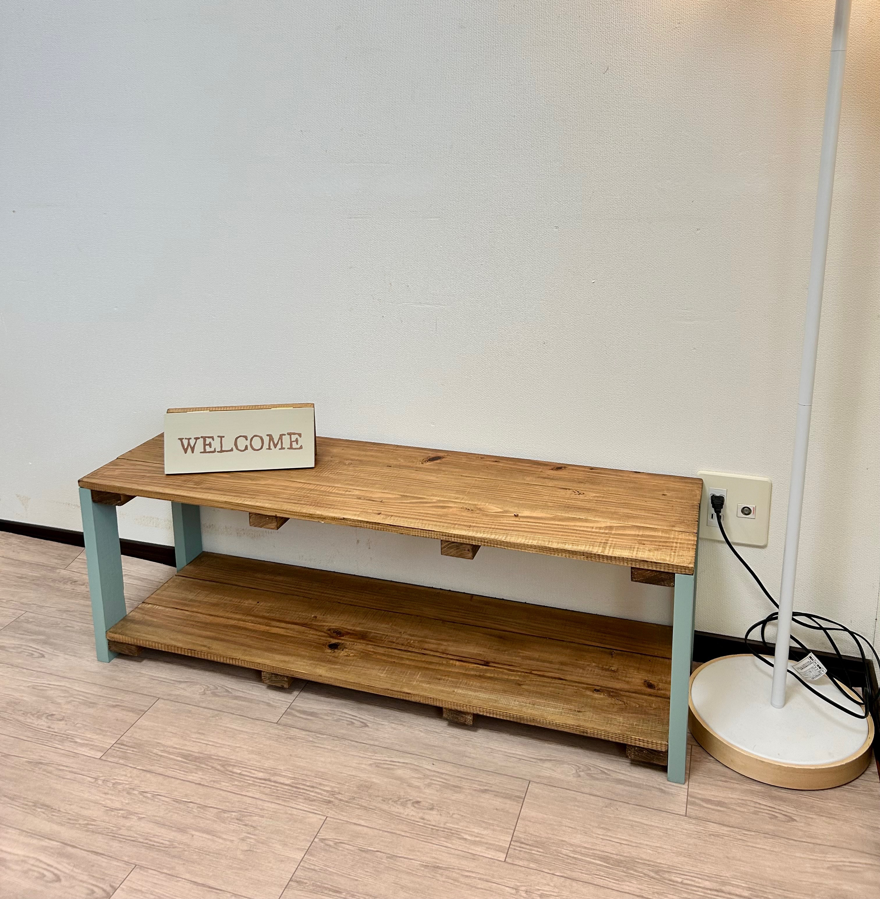 【送料込み】ウッドラック　ピスタチオグリーン　2段ラック　テレビボード　ディスプレイ棚