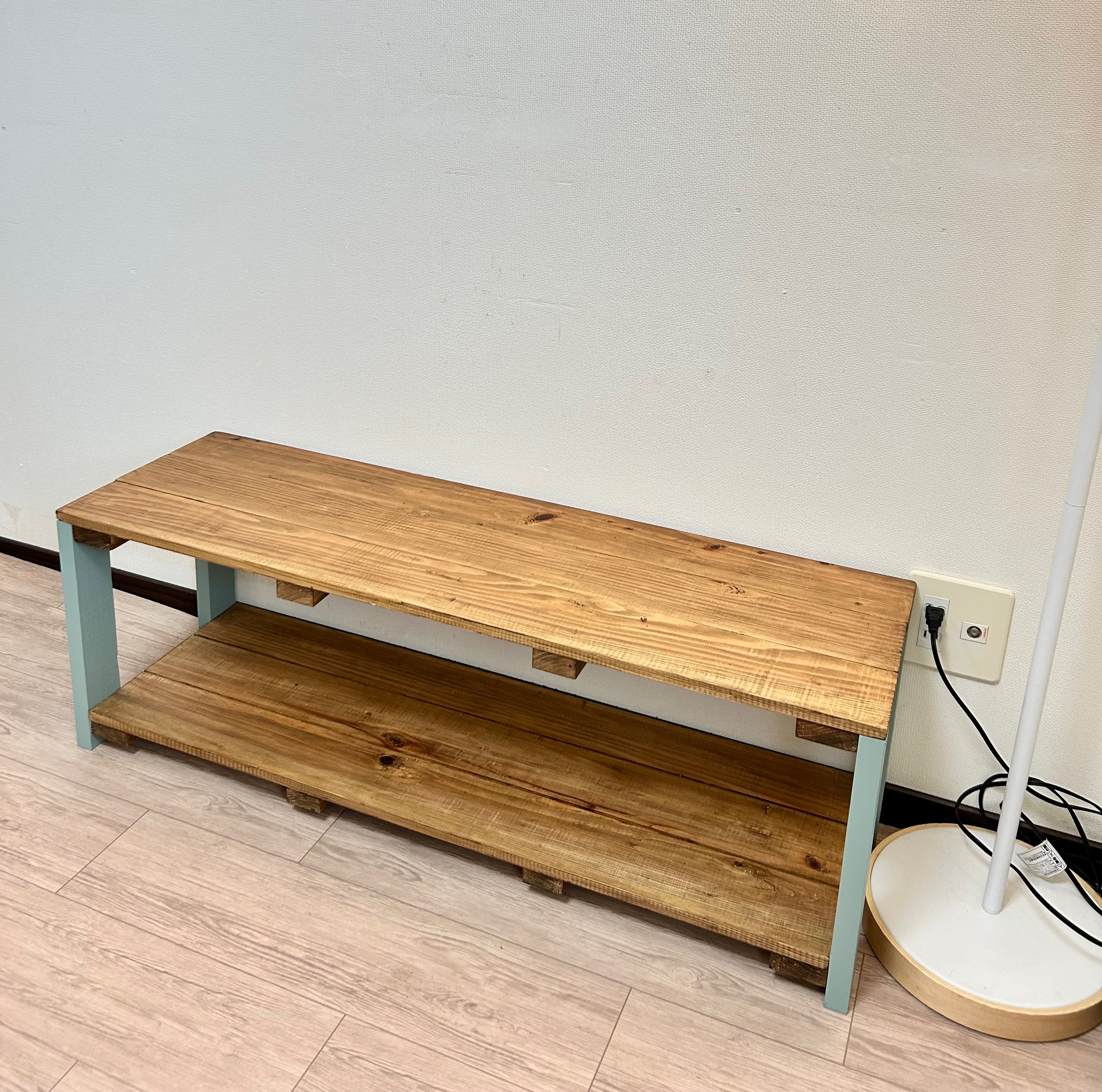 【送料込み】ウッドラック　ピスタチオグリーン　2段ラック　テレビボード　ディスプレイ棚