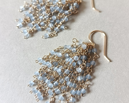 ブルーカラージェード タッセルシリーズ 14kgfピアス/イヤリング