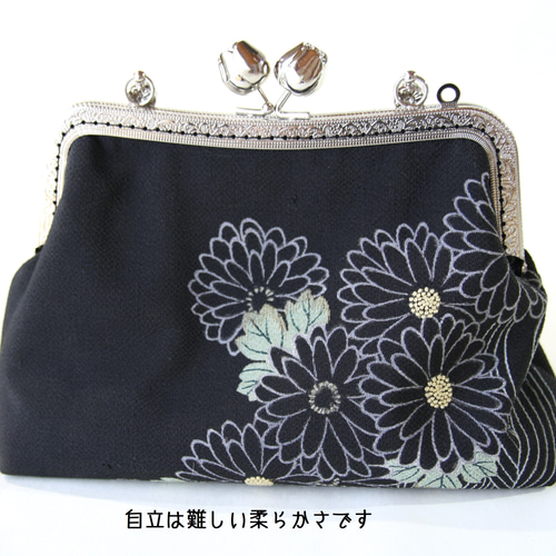 桜子様専用 ハンドメイド 黒留袖リメイク がま口バッグ - メルカリ