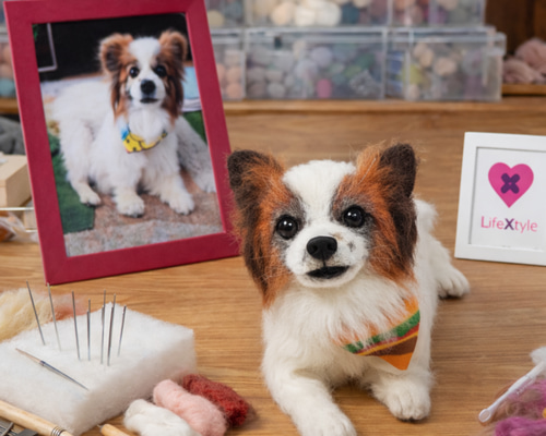 羊毛フェルト ハンドメイド 犬【パピヨン】あずきちゃんページ パピヨン 羊毛フェルト｜愛犬 オーダーメイド メモリアル ぬいぐるみ