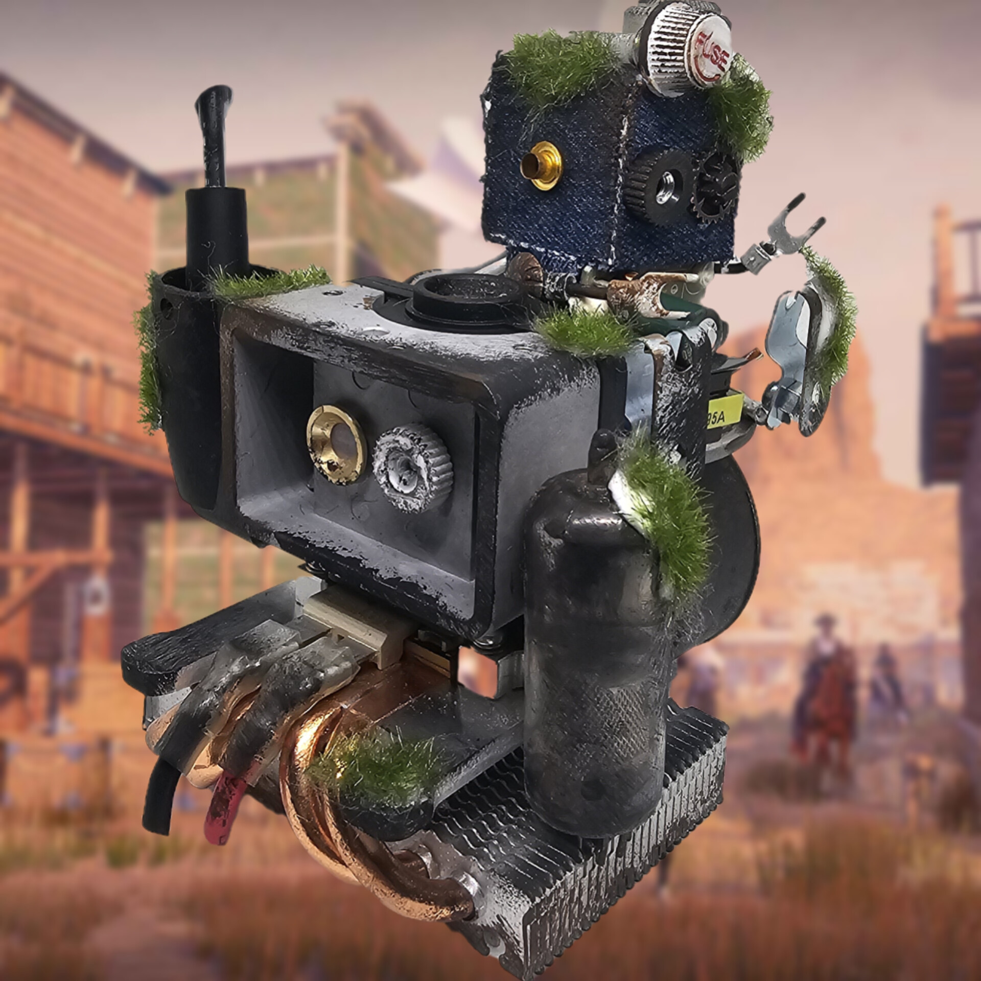お）ペン立てロボ デニムロボット スチームパンク