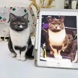 【オーダーメイドペット】羊毛フェルト、うちの子　猫ぬいぐるみ、フェルト猫、羊毛猫、肖像画、犬猫人形 プレゼントやギフトに 6枚目の画像